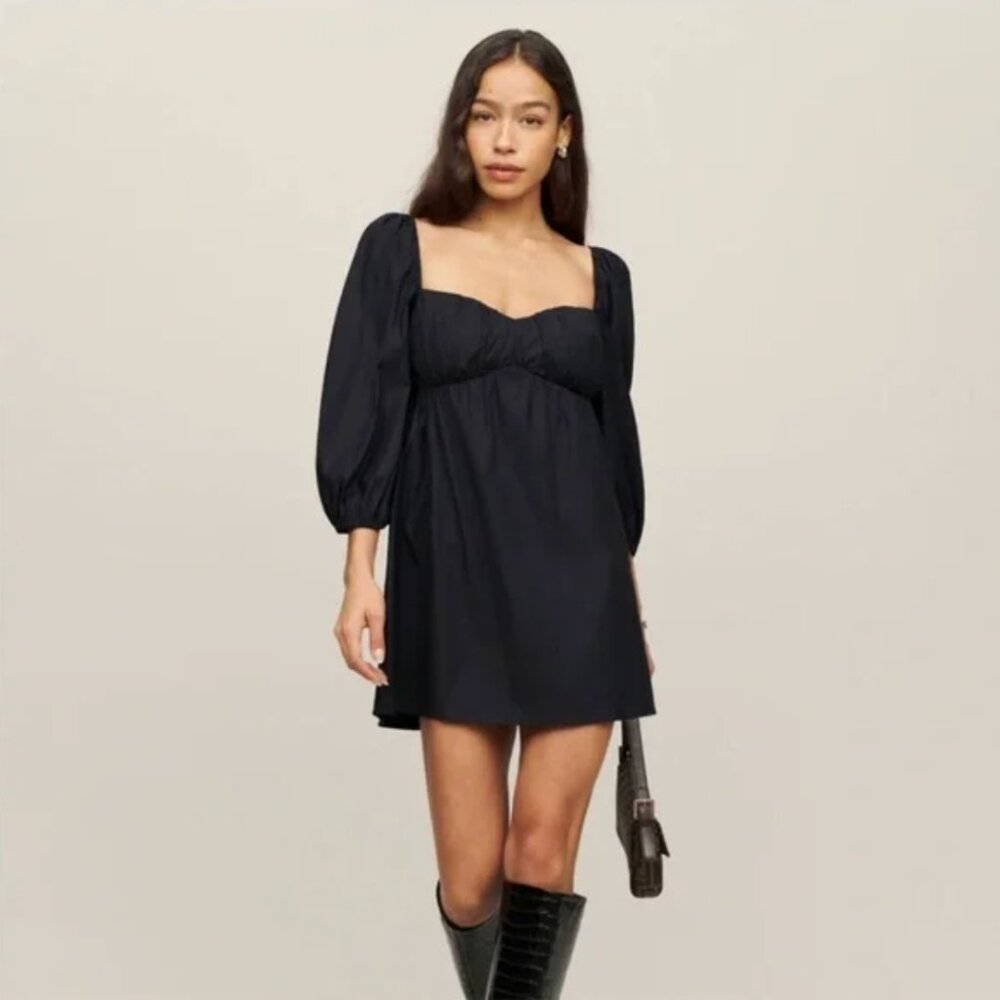Reformation Square Neckline Mini Dress Size: XS | US 2 Farley dress can fit 4 - Picture 5 of 9